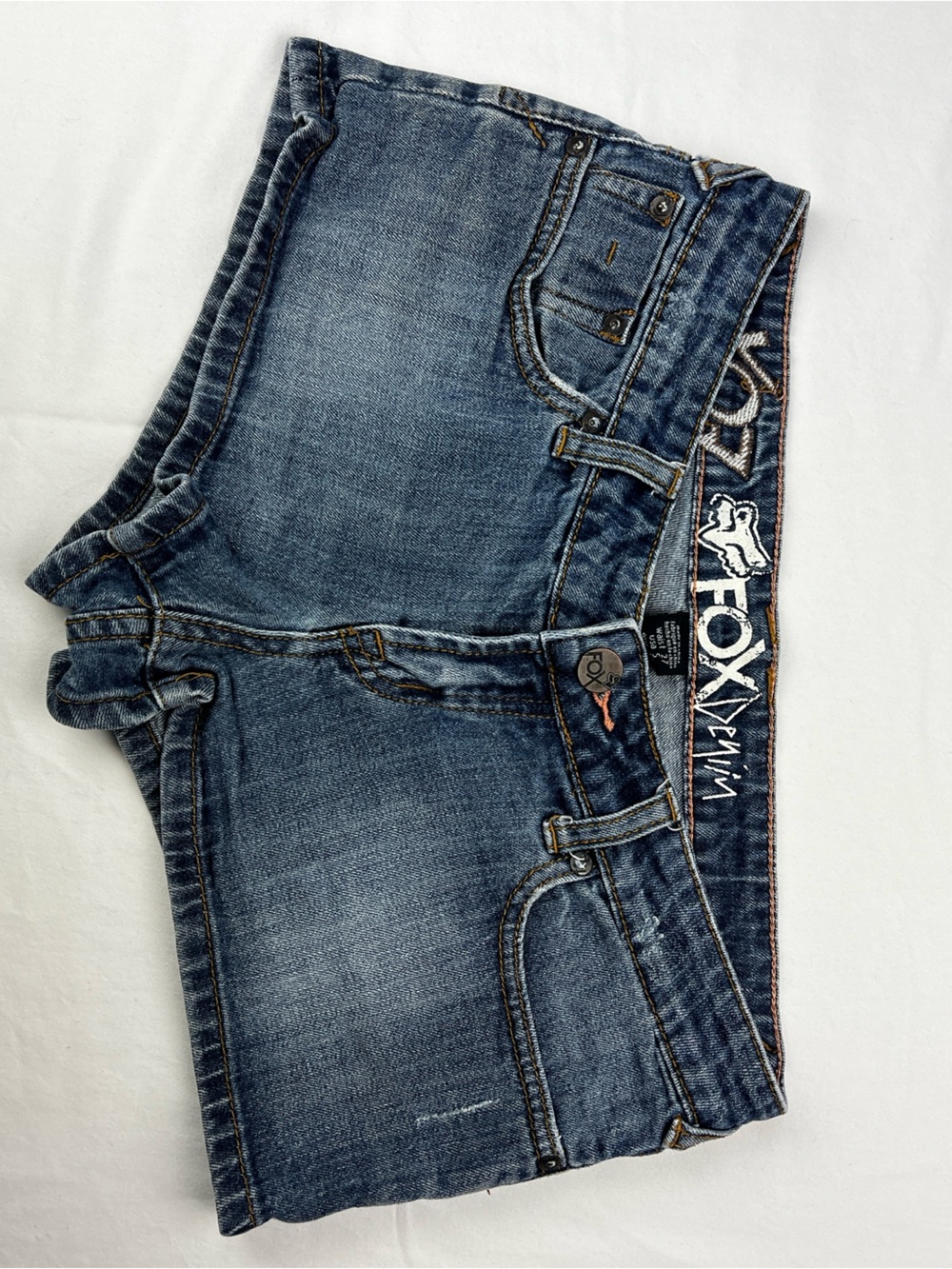 Fox Racing Women's Size 5 Distressed Low Rise Biker Denim Booty Shorts 31waist